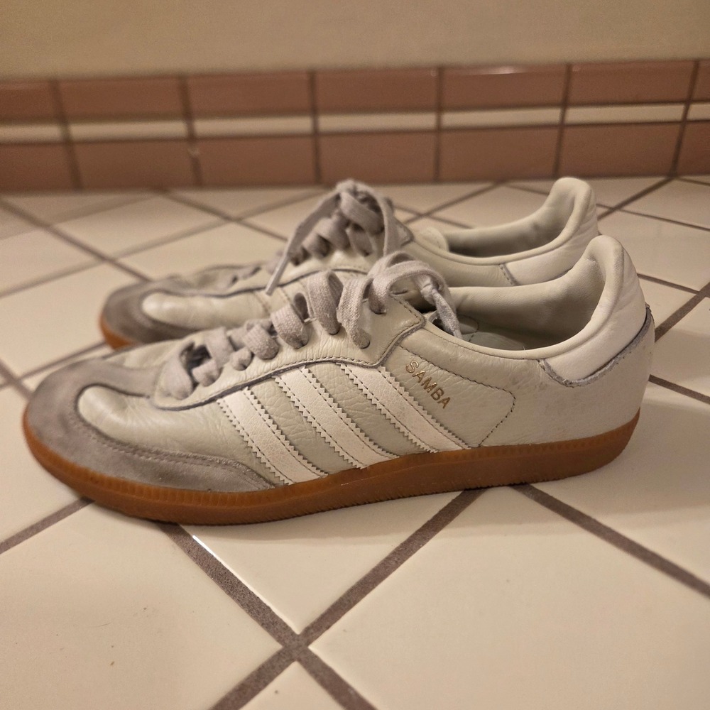 Adidas Samba OG Cloud White Gum Leather Sneakers ID2047 Mens 6 Womens 7.5